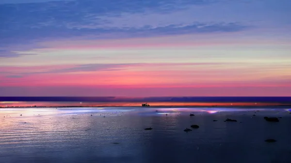 starry sky moon stars sunset summer night seascape city panorama night light reflection  on water harbor moon on blue sky Old town Tallinn Baltic sea