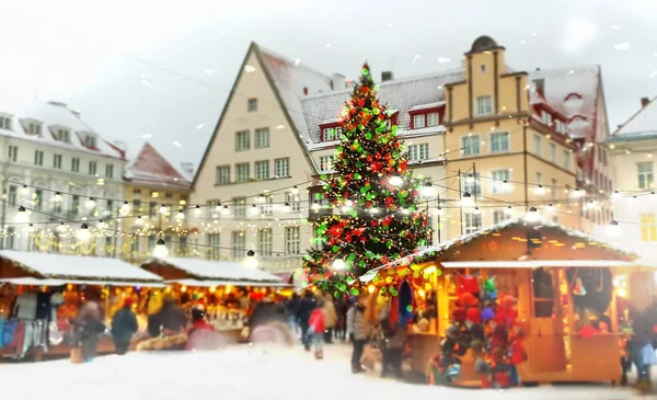 Christmas Tallinn Old Town Hall Square City Holiday New Year — ストック写真