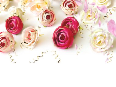 Mutlu kadınlar günü selamlar, düğün, sevgililer günü en iyi dileklerimle tebrik kartı, romantik pembe güller bahar çiçekleri arka plan kopyalama alanı