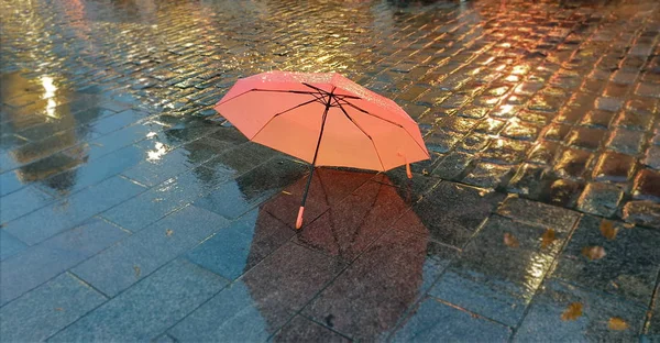 Tallinn Vieille Ville Parapluie Rose Clair Saison Des Pluies Rue — Photo