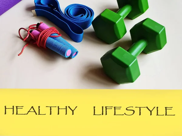 Sport Fitness Edzés Gyakorlat Berendezések Sport Csendélet Egészséges Életmód Motiváció — Stock Fotó