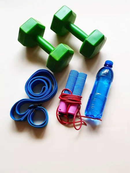 Sport Fitness Training Exercise Equipment Sport Still Life Healthy Lifestyle — Stock Photo, Image