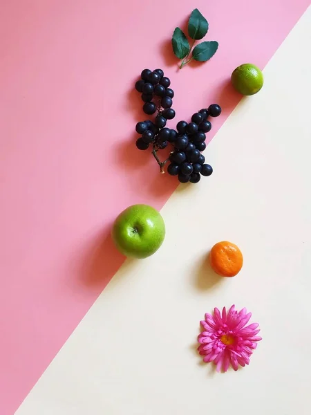 Früchte Auf Hintergrund Poster Frische Öko Früchte Sortiment Orange Lila — Stockfoto