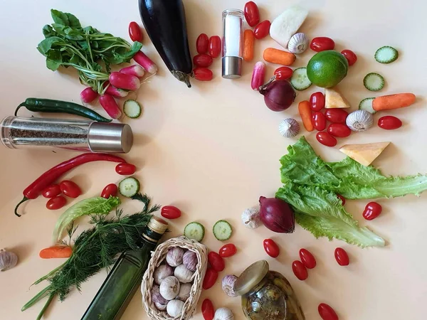 Légumes Fruits Nature Morte Paprika Rouge Olive Verte Poivron Doux — Photo