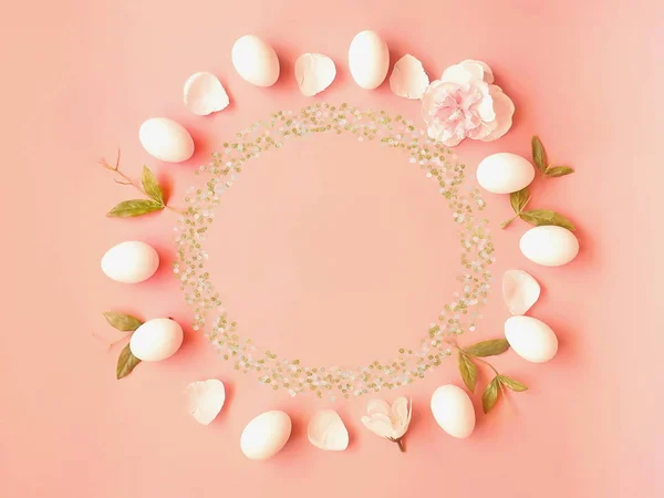 Easter  Background, Best wishes lettering  white, Eggs on Pink Flowers , Spring holiday ,Happy Easter Greetings   quotes text  template illustration   web design colorful pink  announcement,   banner template collage ,poster collage