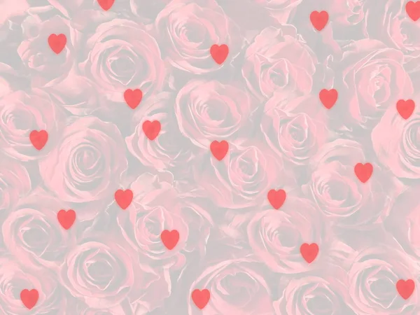 Red Roses Red Hearts Background Abstract Floral Background Concept Dia — Fotografia de Stock