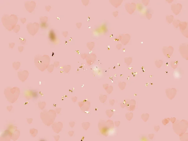 Romantic Holiday Blur Background Golden Elements Flying Hearts Petal Copy — Stock Photo, Image