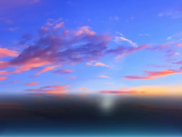 Sunset Pink Blue Sky Clouds Sea Water Reflection Beautiful Landscape — Stock Photo, Image