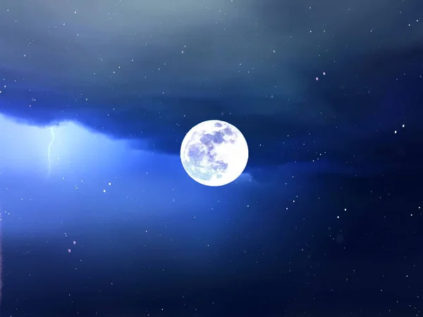 Luna Noche Estrellada Cielo Azul Mar Puesta Sol Temporada Verano —  Fotos de Stock