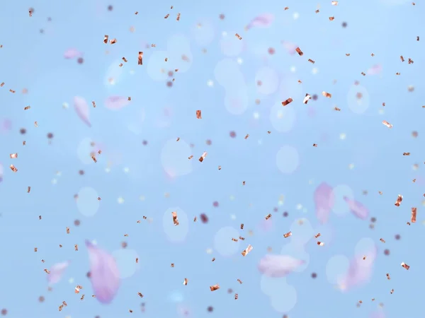 Fondo Festivo Con Elementos Dorados Corazones Símbolo Luz Borrosa Flores — Foto de Stock