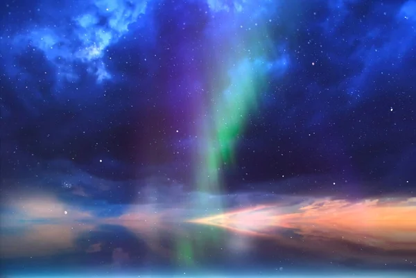 Aurora Aurora Auroras Boreales Cielo Estrellado Brillante Luz Colorido Verde —  Fotos de Stock