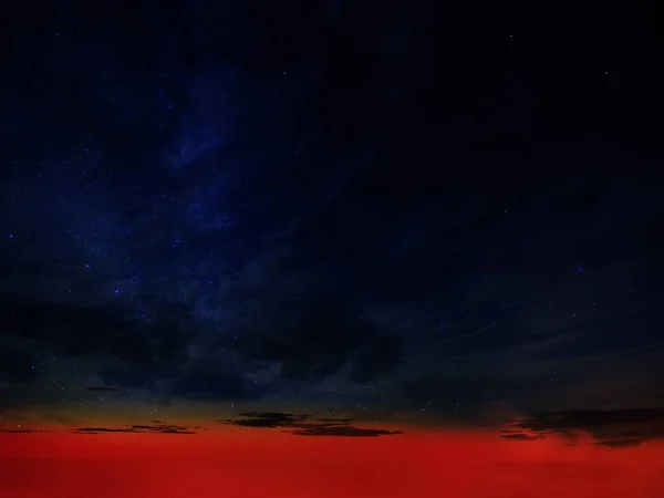 Oscuro Azul Noche Cielo Estrellado Universo Verano Puesta Sol Noche — Foto de Stock