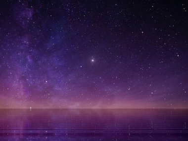 Dolunay gece yıldızlı gökyüzü deniz leylağı pembe günbatımı gökyüzü yaz yıldızları karanlık mavi su yansıması ay ışığı arka plan doğa 