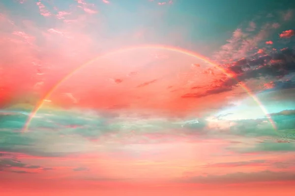 Cielo Puesta Del Sol Colorido Arco Iris Colores Azul Rosa — Foto de Stock