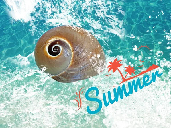 여름에 바다에 물보라 여름에 복제품 현수막 — 스톡 사진