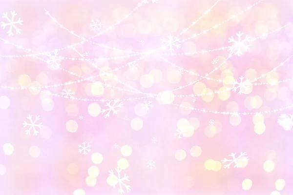 Рождественская Зима Праздничный Фон Синий Розовый Красочный Белыми Струнами Снежинки — стоковое фото