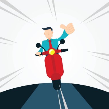 Çizim vektörü grafik karikatür karakteri iş adamı scooter 'ı