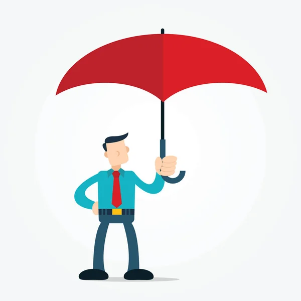 Ilustrační Vektorová Grafika Obchodníka Držícího Deštník — Stockový vektor