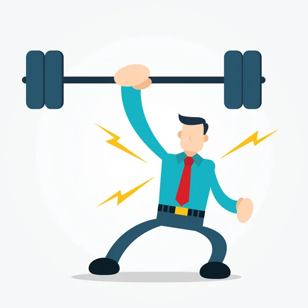 Strong Businessman Show His Power Using Barbell — Stock Vector