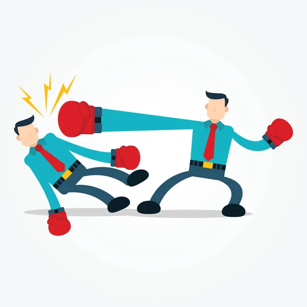 Illustration Businessman Punch His Competitor — Stock Vector