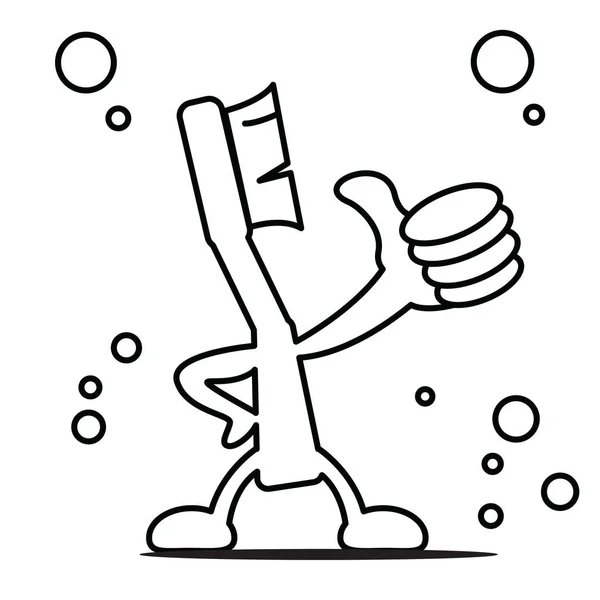 Illustratie Vector Grafische Cartoon Karakter Van Tandenborstel Lijn Kunststijl Voor — Stockvector