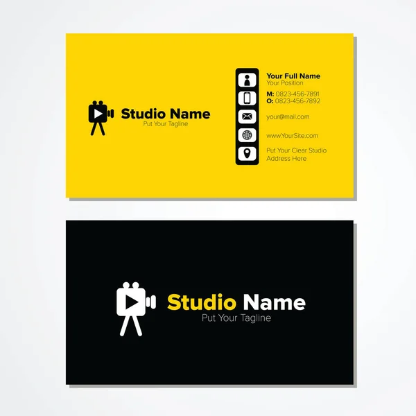 Vector Graphic Business Card Design Μοντέρνο Κίτρινο Ασπρόμαυρο Σχέδιο Τέλειο — Διανυσματικό Αρχείο