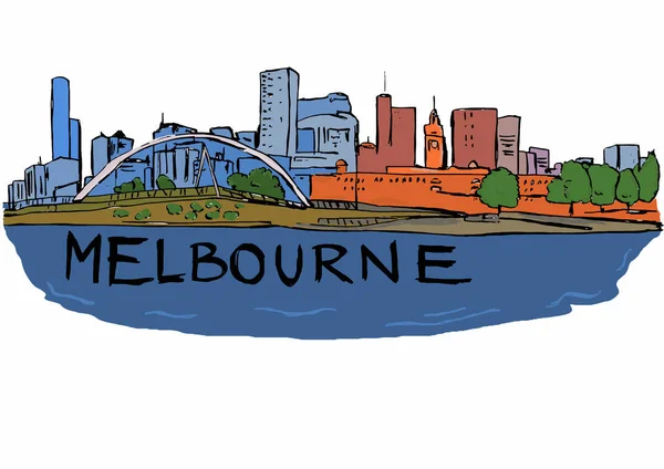 Melbourne City Bucht Bild — Stockfoto