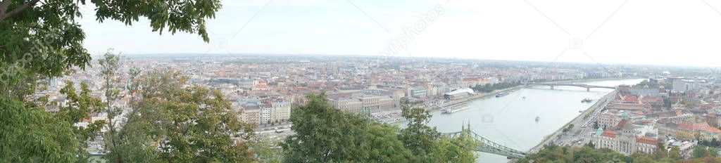 Panoramic view of Budapest city with Danube river