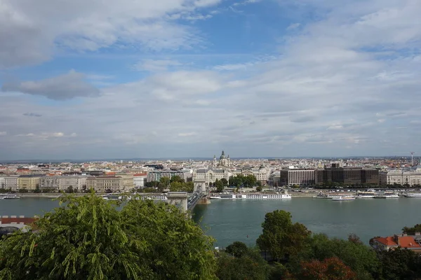 Panoramautsikt Över Budapest Stad Med Donau — Stockfoto