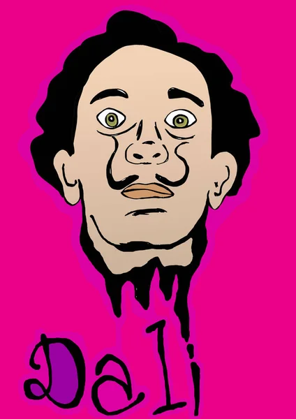 Kolorowy Portret Salvadora Dala — Zdjęcie stockowe