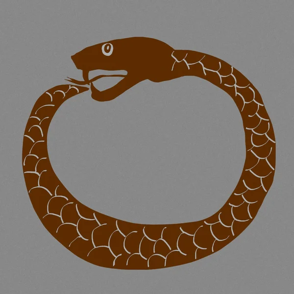 Ouroboros Vintage Kígyó Szimbólum Ikon Kép — Stock Fotó