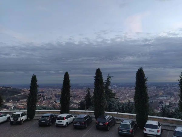 Tramonto Nuvoloso Sulla Città Verona — Foto Stock