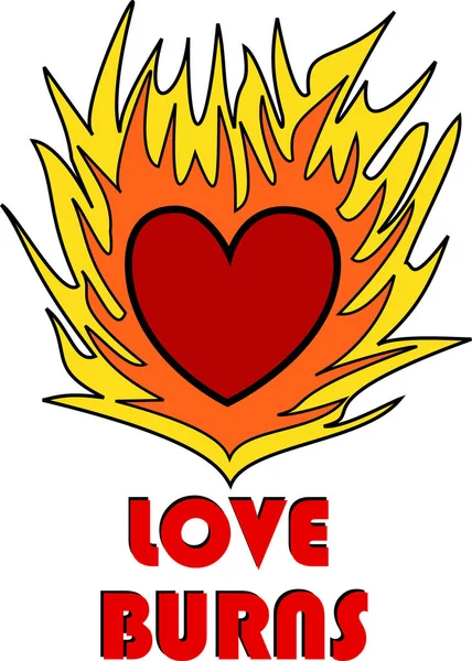 Símbolo Imagen Corazón Ardiente — Vector de stock