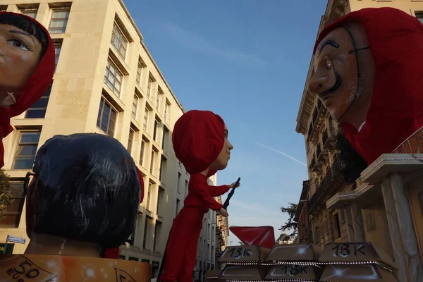 Verona Italia Febrero 2020 Desfile Carros Máscaras Durante Carnaval Ciudad — Foto de Stock