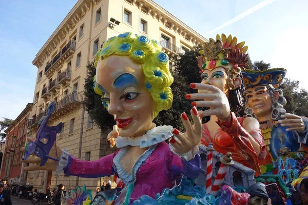 Verona Italy February 2020 Chariots Masks Parade Carnival Verona City — Φωτογραφία Αρχείου