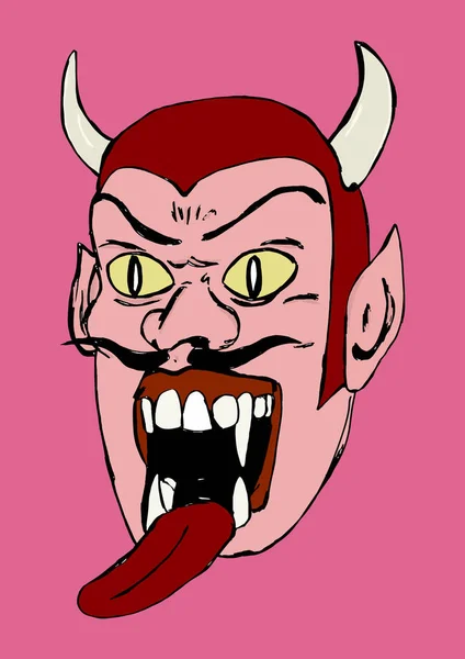 Böses Gesicht Mit Ausgestreckter Zunge — Stockfoto