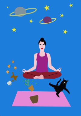 Yoga egzersizleri. Evim benim evrenimdir.