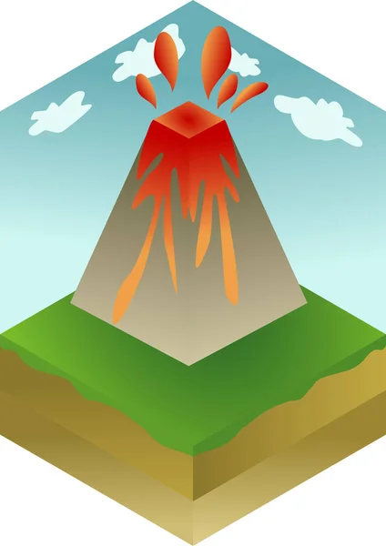 Imagen Isométrica Del Volcán — Vector de stock