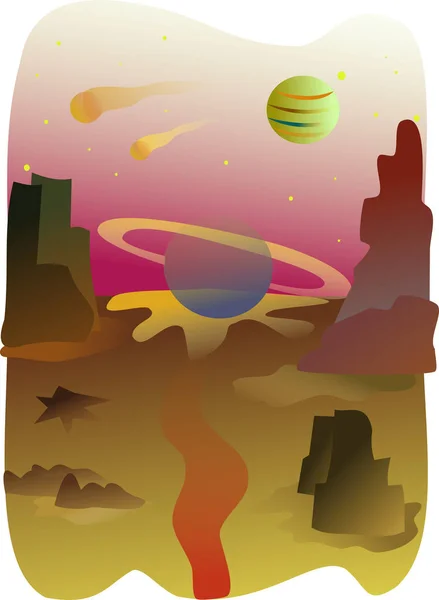 Another Planet Deep Space — Stock Vector