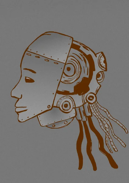 Imagen Vintage Cyborg Head — Foto de Stock