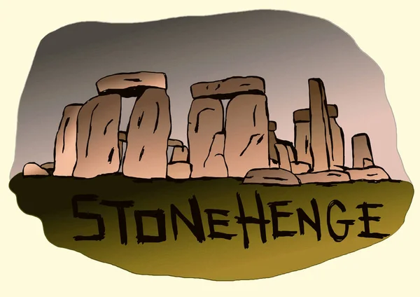 Stonehenge Tarih Öncesi Taşların Klasik Çizimi — Stok fotoğraf
