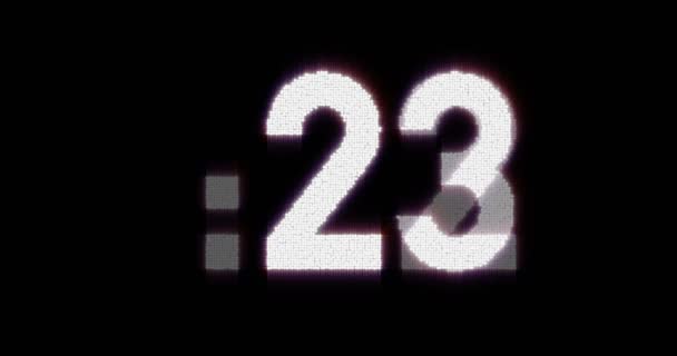 Zářící odpočítávání časovače s blikající dvojtečka 27-0 — Stock video