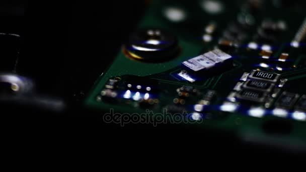 Chips de placa de circuito / processador / micro eletrônica — Vídeo de Stock