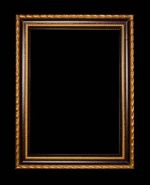 Houten frame voor schilderij of beeld op zwarte achtergrond — Stockfoto