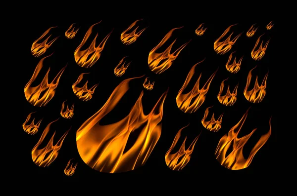 Fire flames on a black background — Stock Photo, Image