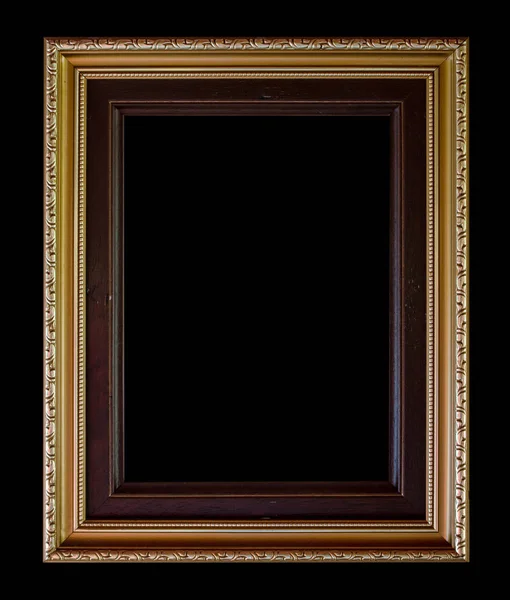 Starý starožitný rám ozdobné vyřezávané dřevo izolované na černém pozadí — Stock fotografie