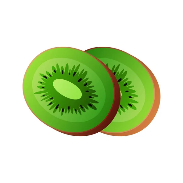 Kiwi Illustration - Kiwi moitié ou coupe isolée sur fond blanc — Image vectorielle