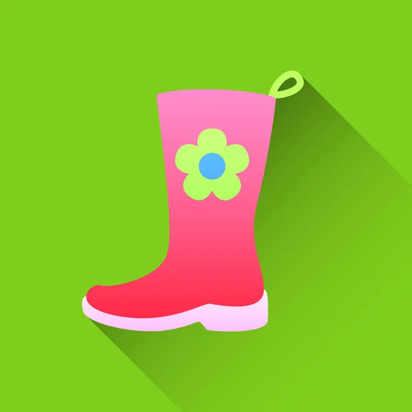 Icona stivali di gomma rosa in stile piatto su uno sfondo bianco — Vettoriale Stock
