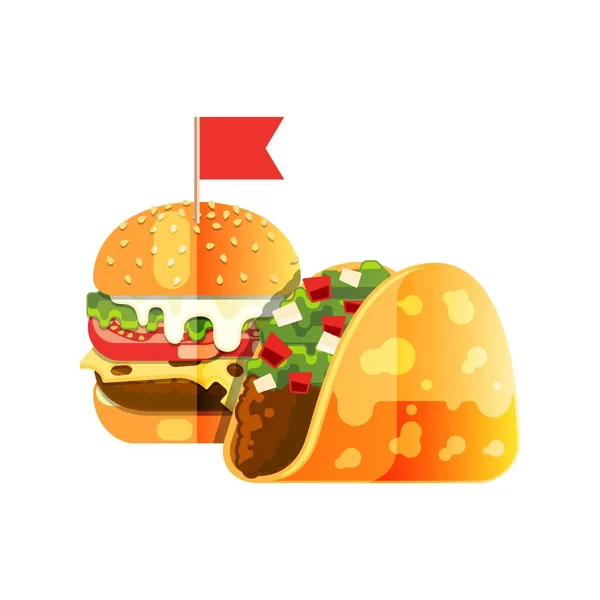 Tacos et burger . — Image vectorielle