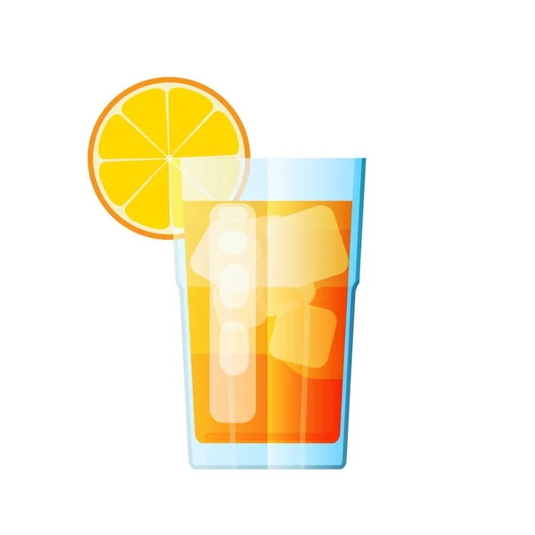 Jugo naranja vidrio fresco vector cítricos diseño — Vector de stock